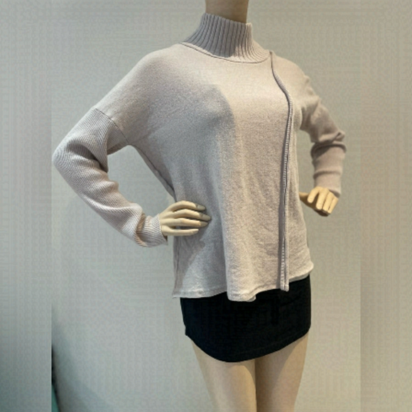 CHALET ET CECI | Mockneck sweater with a front cross-over slit - Picture 1 of 12